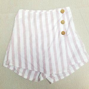 Derek Heart Skort Women's Size M Beachy Stripe Faux Wrap Side Zip Button Detail